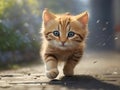 Zooming Furball: Little Cat\'s High-Speed Adventure Royalty Free Stock Photo