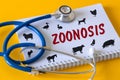 Zoonosis, Concept Zoonoses and infections transmissible from vertebrate animals to humans, Epidemic threat, Medical stethoscope,