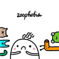 Zoophobia hand drawn illustration with cute marshmallow and animals