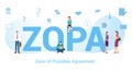 Zopa zone of possible agreement concept with big word or text and team people with modern flat style - vector