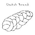 Zopf or Challah Bread. Jewish or Swiss, Austrian or Bavarian Bakery. Realistic Hand Drawn Illustration. Savoyar Doodle