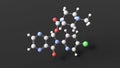 zopiclone molecule, molecular structure, cyclopyrrolone, ball and stick 3d model, structural chemical formula with colored atoms Royalty Free Stock Photo