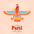 Zoroastrianism holiday Happy Jamshedi Navroz traditional festival background of Parsi