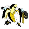 Zorro and Cartoon banana character vector