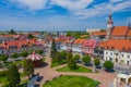 ZORY, POLAND - JUNE 04, 2020: Aerial view of central square in Zory. Upper Silesia. Poland