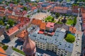 ZORY, POLAND - JUNE 04, 2020: Aerial view of central square in Zory. Upper Silesia. Poland