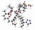 Zotarolimus immunosuppressant molecule. Used in drug-eluting coronary stents. Atoms are represented as spheres with conventional