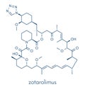 Zotarolimus immunosuppressant molecule. Used in drug-eluting coronary stents. Skeletal formula Royalty Free Stock Photo