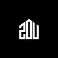 ZOU letter logo design on BLACK background. ZOU creative initials letter logo concept. ZOU letter design.ZOU letter logo design on