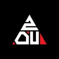 ZOU triangle letter logo design with triangle shape. ZOU triangle logo design monogram. ZOU triangle vector logo template with red