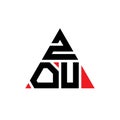ZOU triangle letter logo design with triangle shape. ZOU triangle logo design monogram. ZOU triangle vector logo template with red