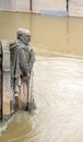 The Zouave of the Bridge of Alma. Floods of the Seine, Paris France, winter, 2018.