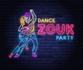 Zouk dance party colorful neon banner