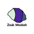 Zouk Mosbeh City High detailed vector map of Lebanon, logotype element for template