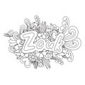 Zouk Zen Tangle. Doodle flowers and text for dance.