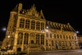 Zoutleeuw, Flanders - Belgium - View over the facade of the medieval Cloth Hall at the Old market square by night