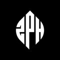 ZPH circle letter logo design with circle and ellipse shape. ZPH ellipse letters with typographic style. The three initials form a Royalty Free Stock Photo
