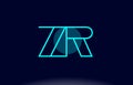 zr z r blue line circle alphabet letter logo icon template vector design