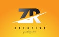 ZR Z R Letter Modern Logo Design with Yellow Background and Swoosh.