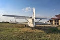 Old plane in the field. Zrenjanin, Ecka, Serbia.