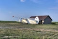 Old plane in the field. Zrenjanin, Ecka, Serbia.