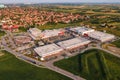 Aerial shot of Big Shopping Center with retail stores, restaurants and shops