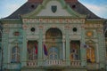 ZRENJANIN, SERBIA, OCTOBER 14th 2018 - Balcony on all baroque city hall Royalty Free Stock Photo