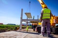 Boss oversees, control managing concrete joist for assembly huge concrete construction