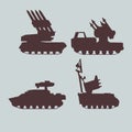 Military equipment set of anti-aircraft missile systems. Vector graphics. Royalty Free Stock Photo