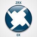 ZRX Coin cryptocurrency blockchain icon. Virtual electronic, internet money or cryptocoin symbol, logo