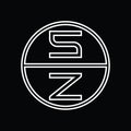 ZS Logo monogram abstract inside circle stripe images design template Royalty Free Stock Photo