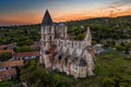 Zsambek, Hungary - Aerial view of the beautiful Premontre Monastery ruin church of Zsambek Schambeck with cemetery