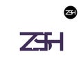 ZSH Logo Letter Monogram Design Royalty Free Stock Photo