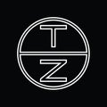 ZT Logo monogram abstract inside circle stripe images design template Royalty Free Stock Photo