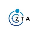 ZTA letter technology logo design on white background. ZTA creative initials letter IT logo concept. ZTA letter design