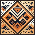 ztec style. Geometric mosaic on the tile, majolica. Ancient interior. Modern rug. Geo print on textile. Kente Cloth. generative AI Royalty Free Stock Photo