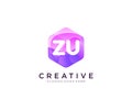 ZU initial logo With Colorful Hexagon Modern Business Alphabet Logo template vector