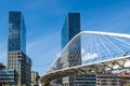 Zubizuri bridge through Nervion River in Bilbao, Spain