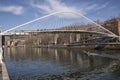 Zubizurri Bridge or Calatraba Bridge in Bilbao, Biscay, Basque Country, Spain