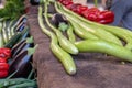 Zucchina Siciliana Serpente Cucuzza on a food market Ballaro Palermo Royalty Free Stock Photo