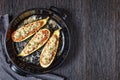 Zucchini boats with ground meat, top view Royalty Free Stock Photo