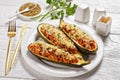 Zucchini boats with ground meat, top view Royalty Free Stock Photo