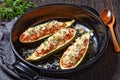 Zucchini boats with ground meat, top view Royalty Free Stock Photo