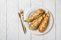 Zucchini boats with ground meat, top view Royalty Free Stock Photo