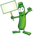 Zucchini cartoon with signboard