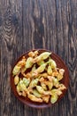 Deep fried zucchini flowers on a plate Royalty Free Stock Photo