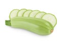 Zucchini or marrow isolated on white background with clipping path and full depth of field Royalty Free Stock Photo
