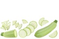 Zucchini or marrow isolated on white background with clipping path and full depth of field. Top view. Flat lay Royalty Free Stock Photo