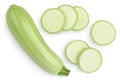 Zucchini or marrow isolated on white background with clipping path and full depth of field. Top view. Flat lay Royalty Free Stock Photo