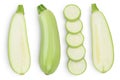 Zucchini or marrow isolated on white background with clipping path and full depth of field. Top view. Flat lay. Set or Royalty Free Stock Photo